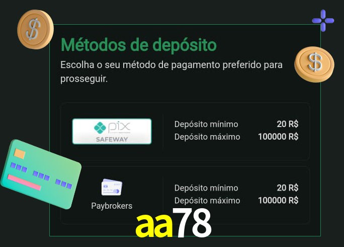 O cassino aa78 oferece uma grande variedade de métodos de pagamento